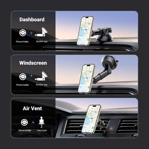 3-in-1 Magnetic Car Phone Mount for Dashboard and Air Vent