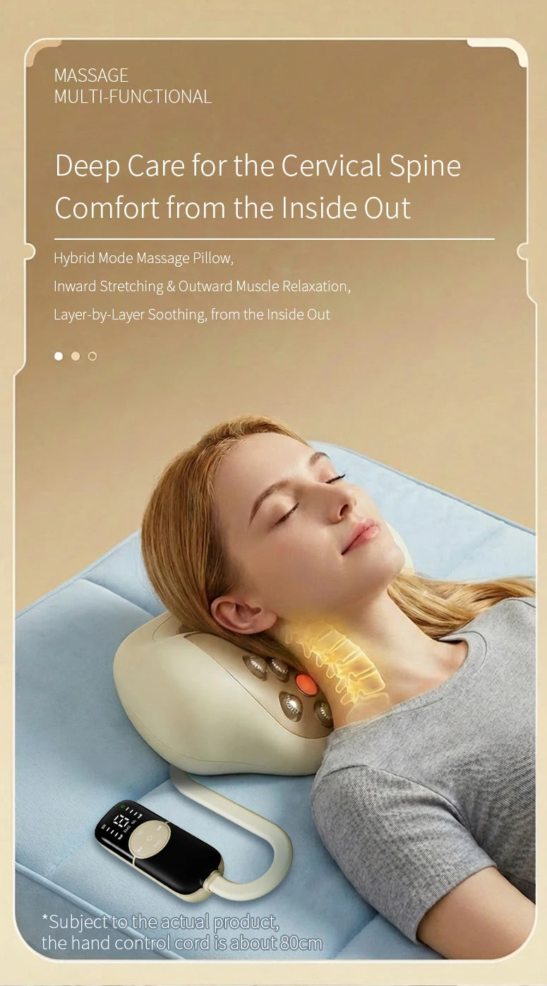 4-in-1 Electric Neck Massager Pillow with Traction and Heat - 11