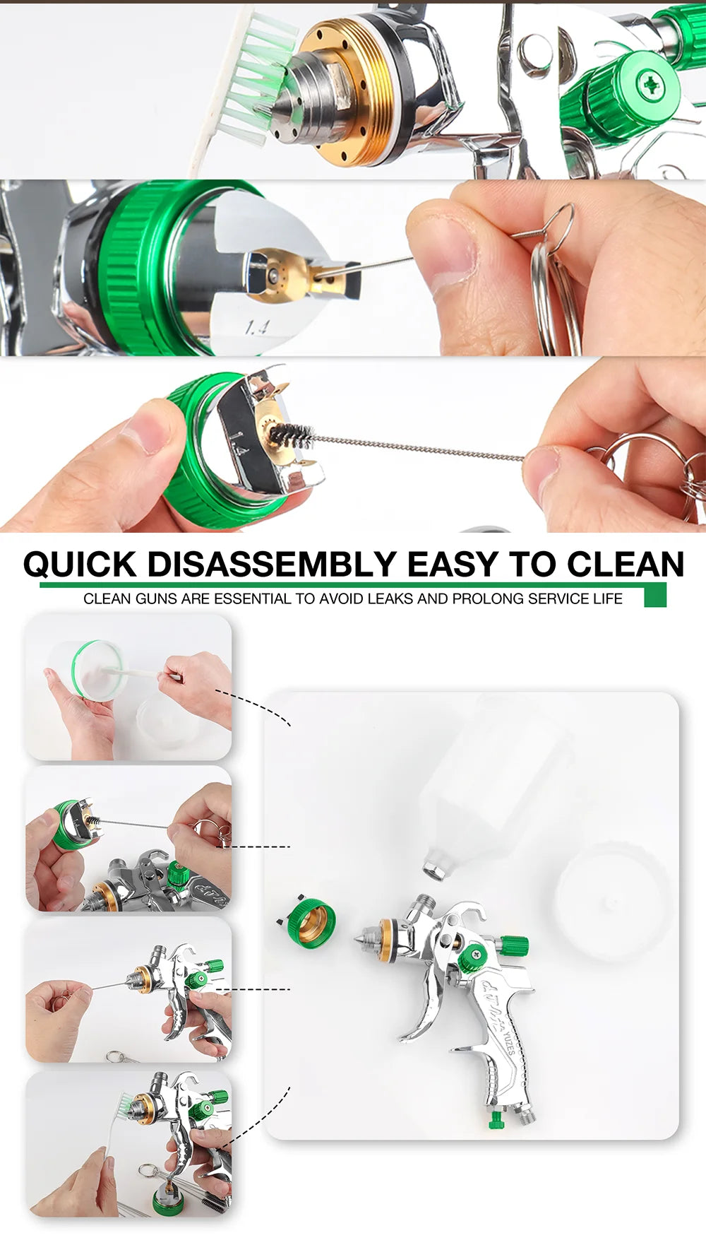 Professional HVLP Gravity Feed Paint Spray Gun with Multiple Nozzles