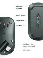 Slim Wireless Bluetooth Mouse with 4000 DPI Silent Click