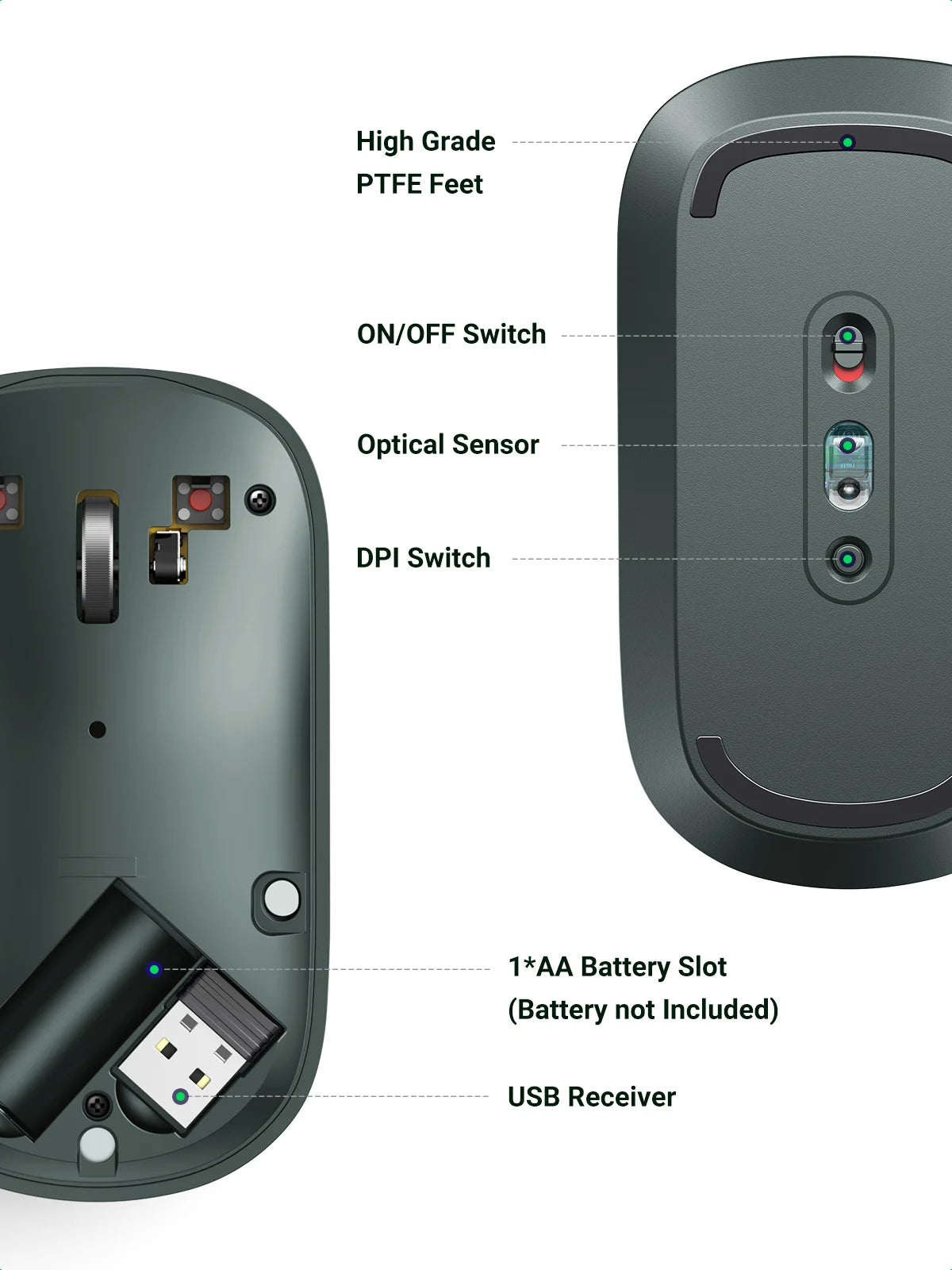 Slim Wireless Bluetooth Mouse with 4000 DPI Silent Click
