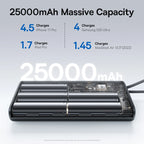145W Fast Charging 25000mAh Power Bank with Built-in Cables