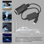 USB to 12V Car Cigarette Lighter Socket Power Adapter Converter