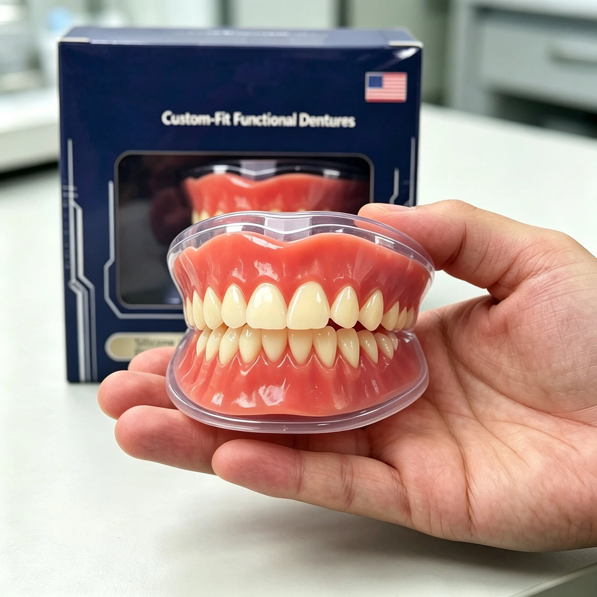Full-Mouth Silicone Denture Set for Natural Smile