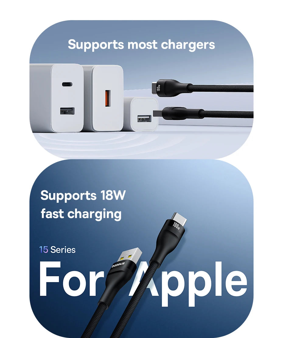 100W USB-C Fast Charging Data Cable for Smartphones and Tablets