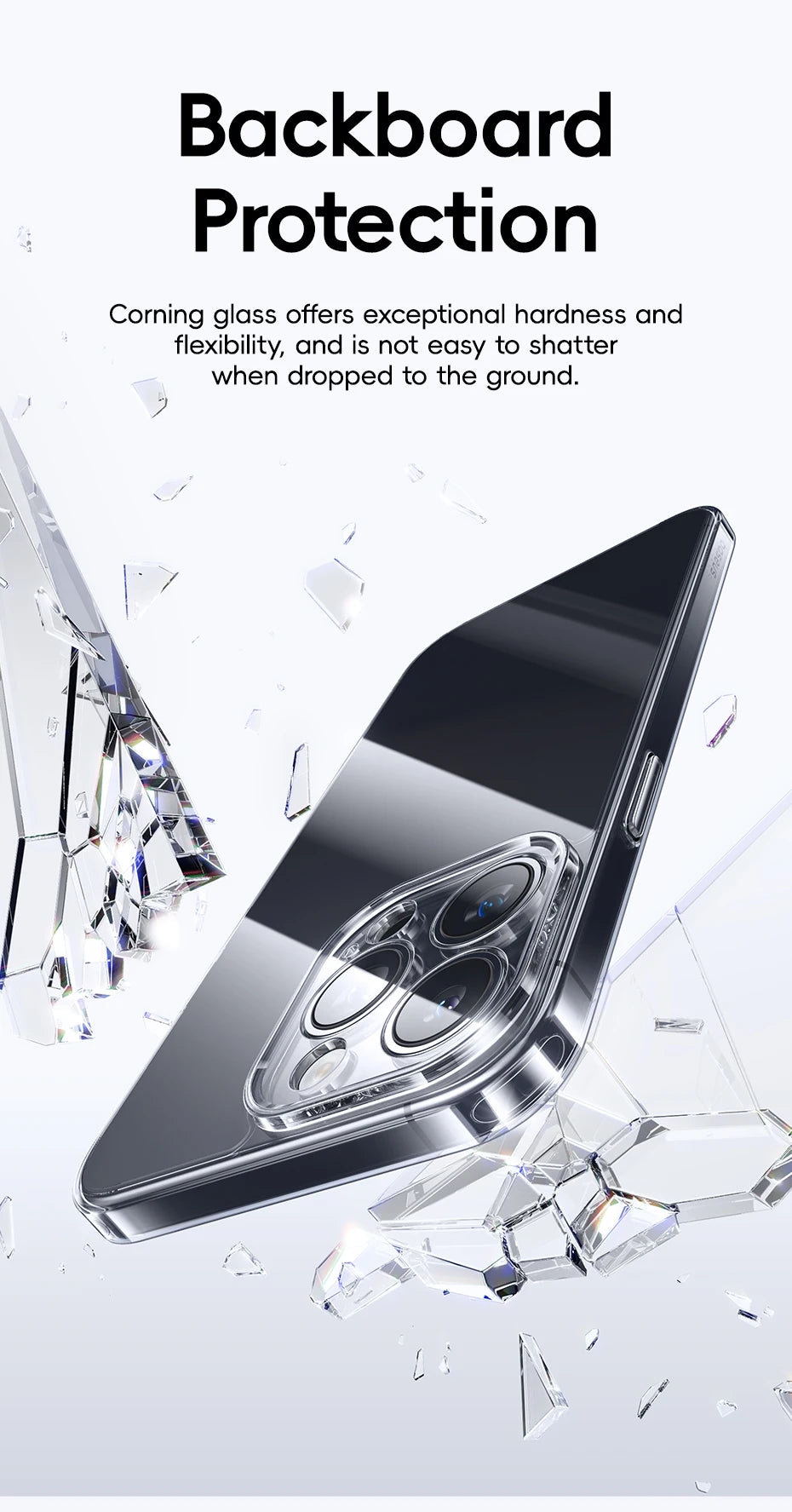 Clear Corning Glass Protective Case for iPhone 16 and 17 Pro Max