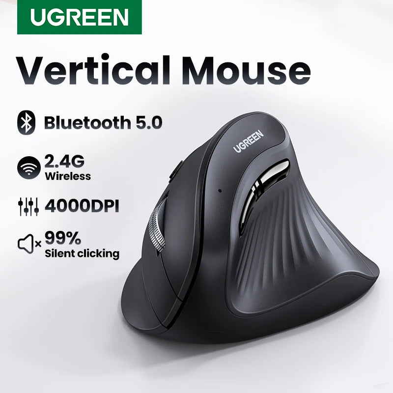 Ergonomic Vertical Wireless Mouse with Bluetooth 5.0 and 4000 DPI - 1