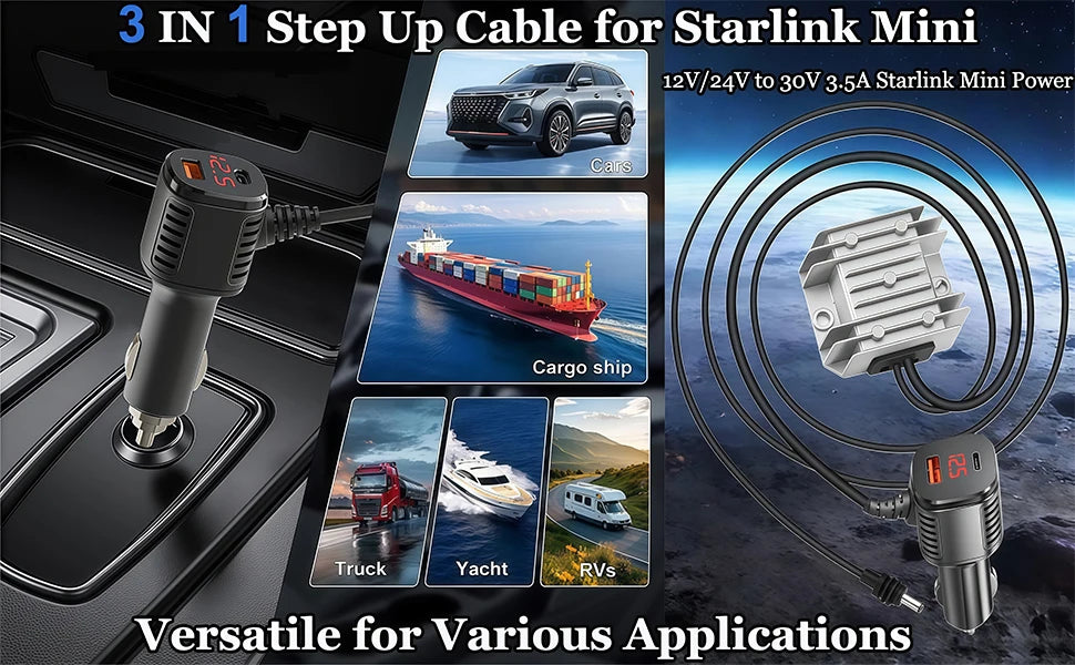 DC Step Up Converter for Starlink Mini Car Charger 12V/24V to 30V