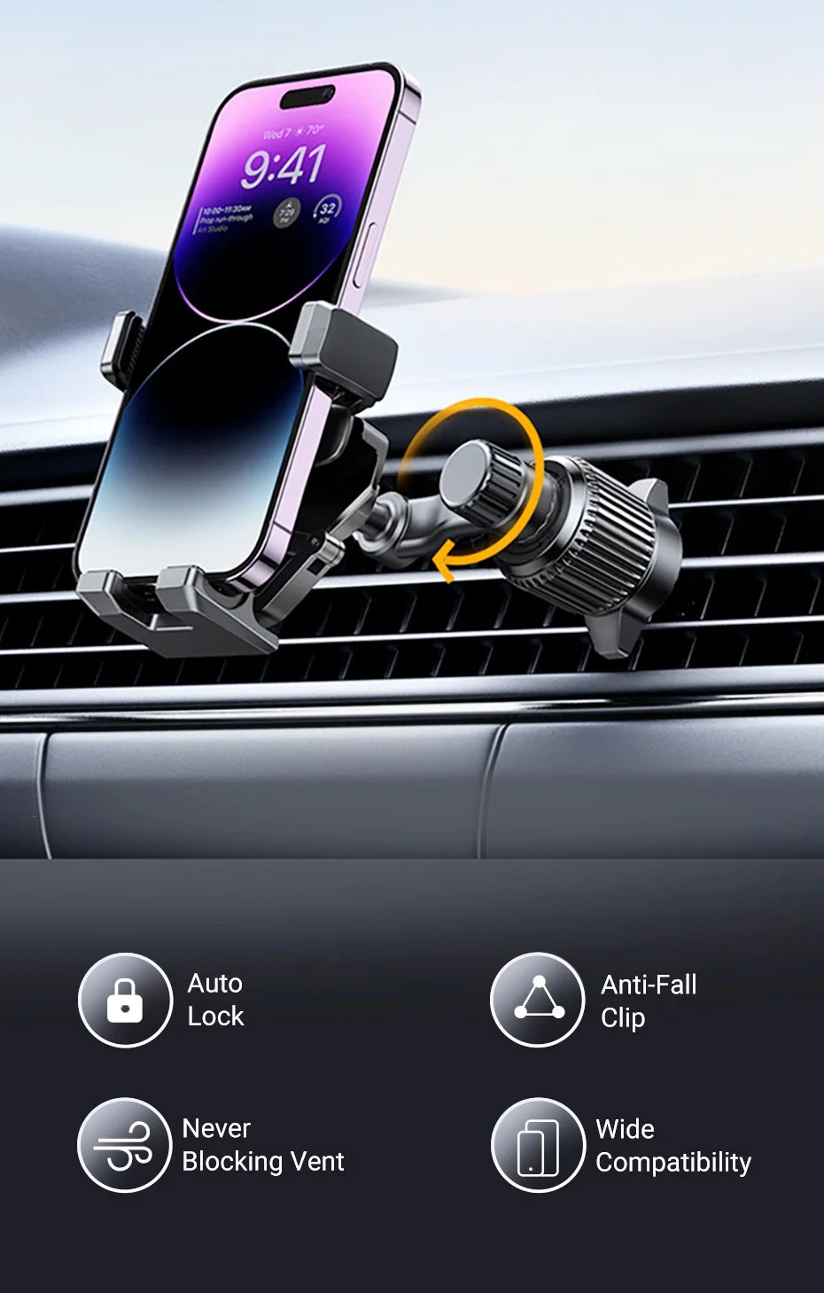 360° Rotating Gravity Car Phone Holder for Air Vents