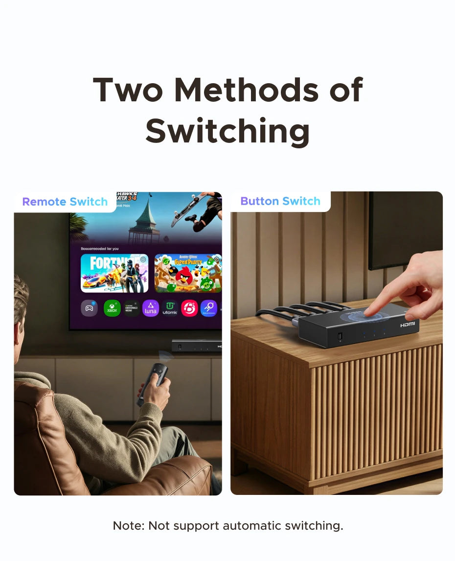 8K 60Hz HDMI 2.1 Switcher 3-in-1 Out with Remote Control