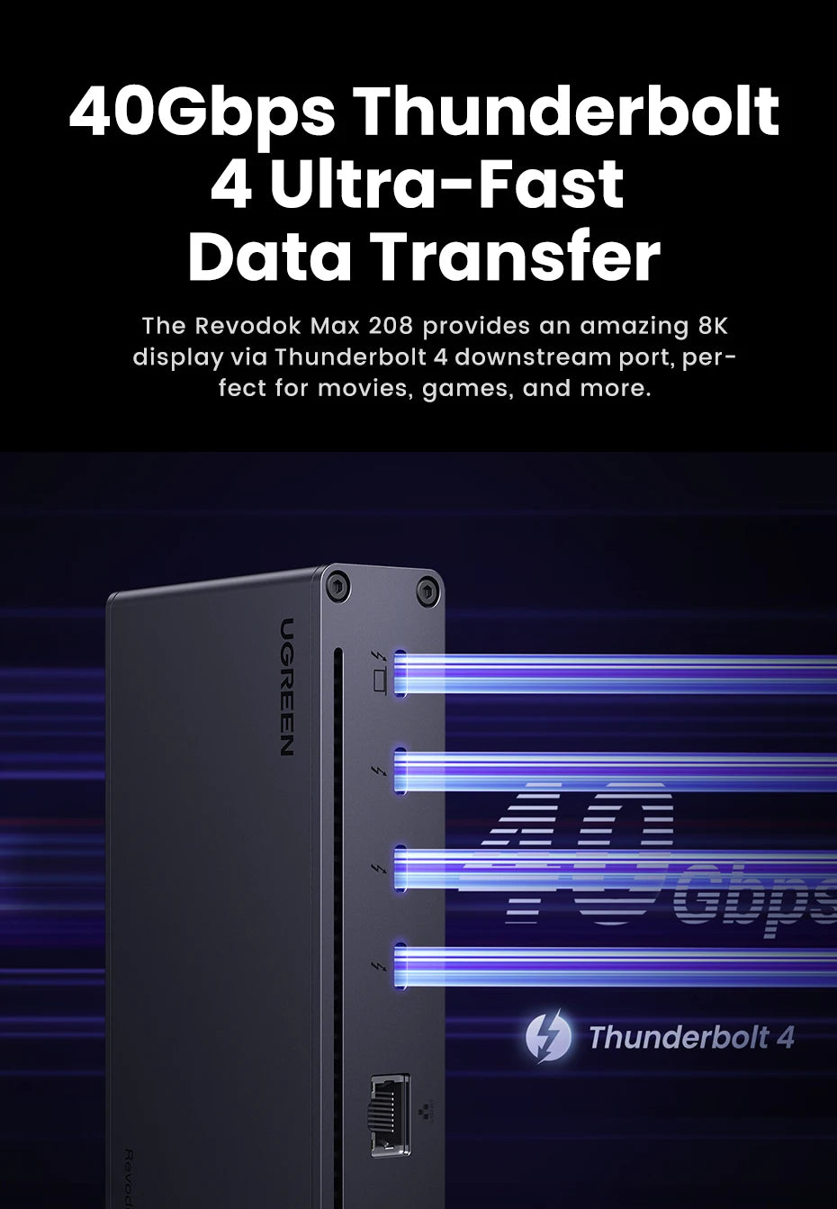 8-in-1 Thunderbolt 4 Docking Station with 40Gbps Data Transfer