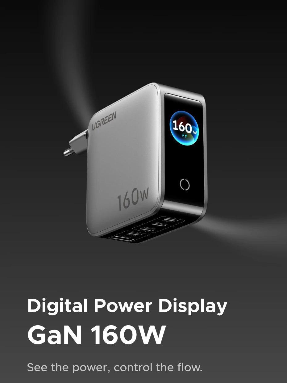 160W GaN Fast Charger with Digital Power Display - 7