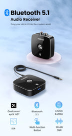 Bluetooth 5.1 RCA & 3.5mm Wireless Audio Receiver with aptX HD