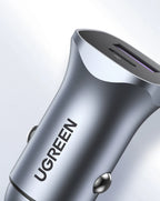 30W Dual Port Fast Car Charger with PD 3.0 and QC 3.0