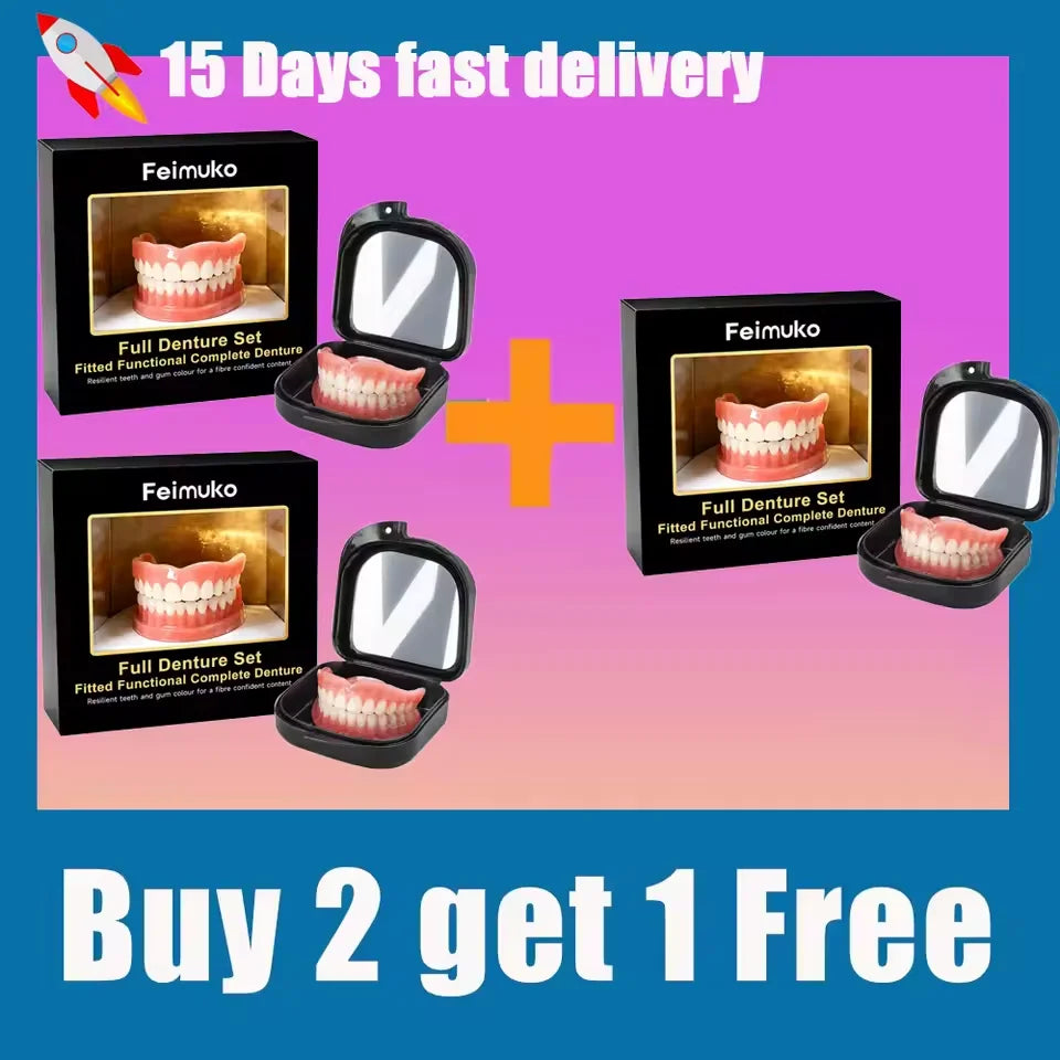 Comfort Fit Silicone Dentures for Upper and Lower Teeth