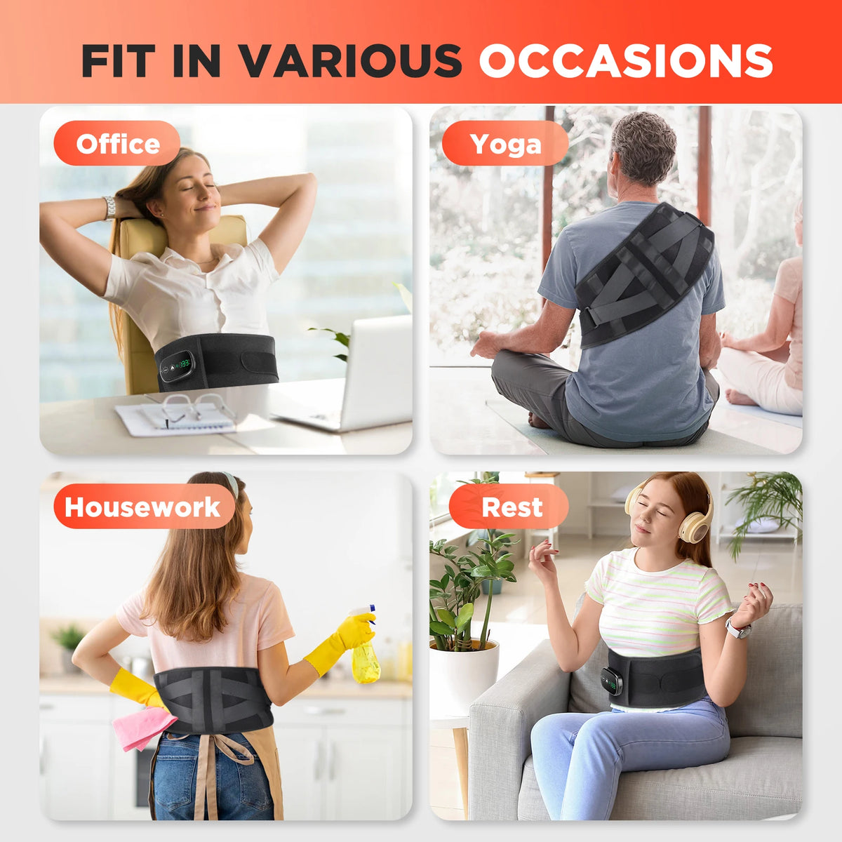 Heated Lower Back Massage Belt with Vibration