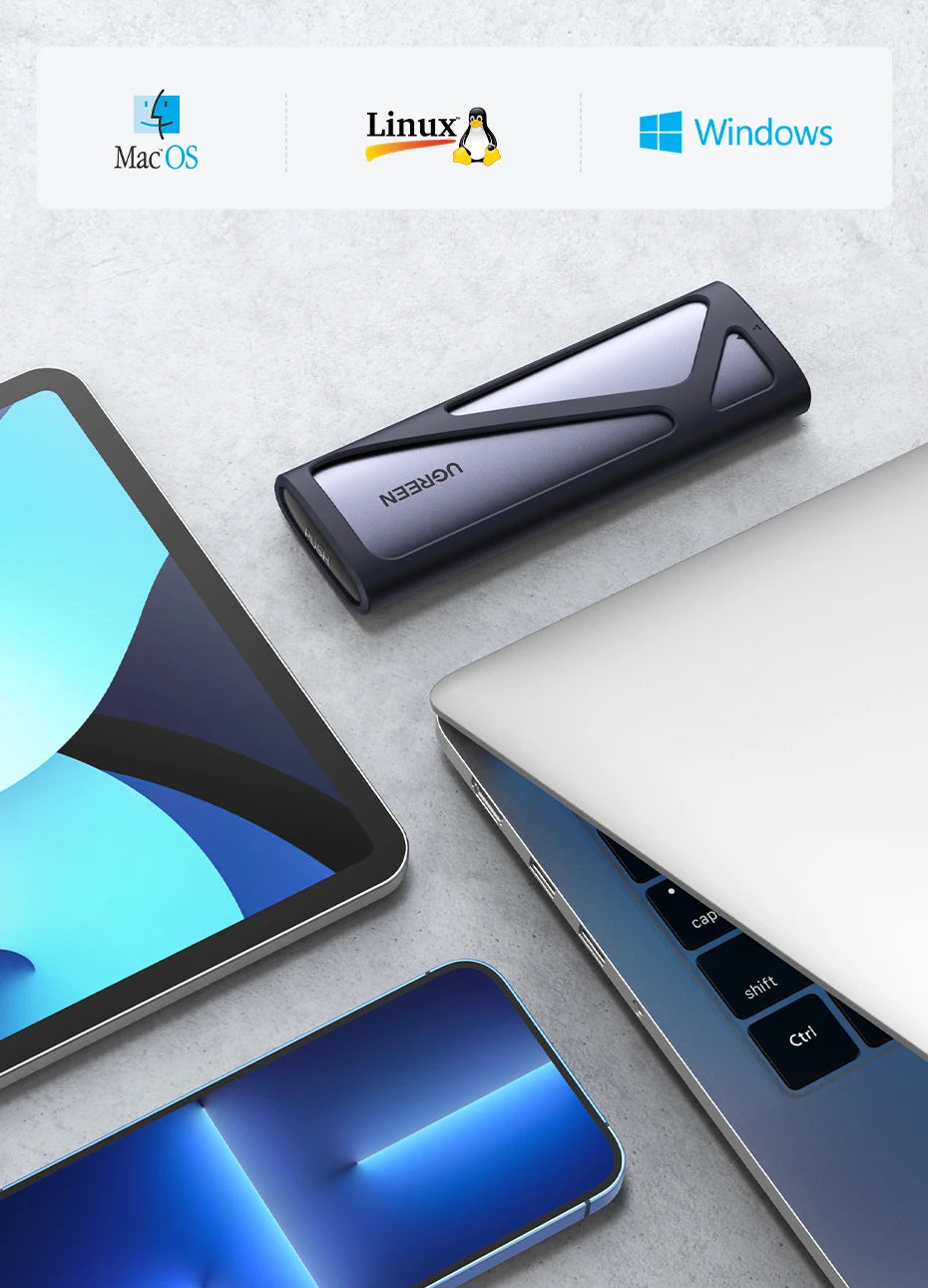 Dual Protocol M.2 NVMe SATA SSD Enclosure USB-C 10Gbps Adapter