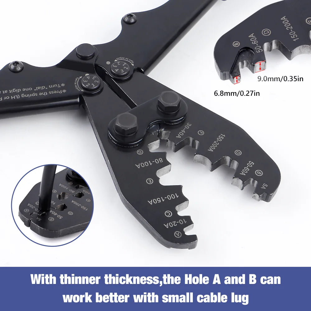 Manual Cold Crimping Pliers for 5A-200A Copper Lugs