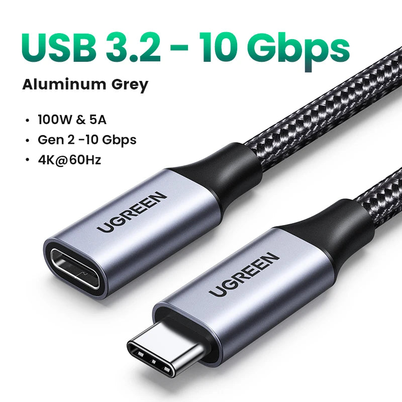 USB-C 3.2 Gen 2 Extension Cable 10Gbps 100W 4K