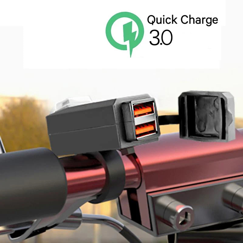 Waterproof Motorcycle Dual USB Charger with Quick Charge 3.0