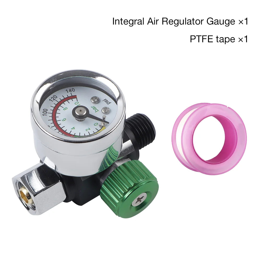 G1/4 Paint Spray Gun Air Pressure Regulator with Gauge - 10