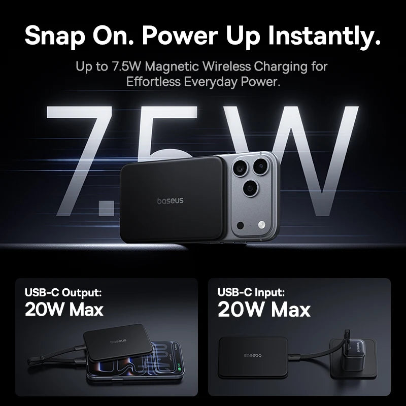 5000mAh Ultra-Slim Magnetic Wireless Power Bank for Smartphones