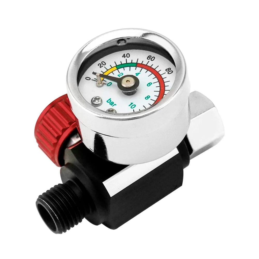1/4" NPT Air Pressure Regulator with Gauge for Spray Guns