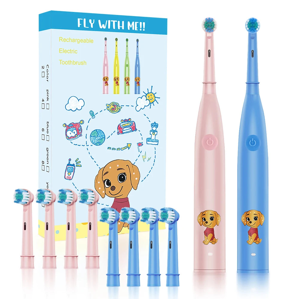 Rechargeable Electric Toothbrush for Kids with 4 Brush Heads