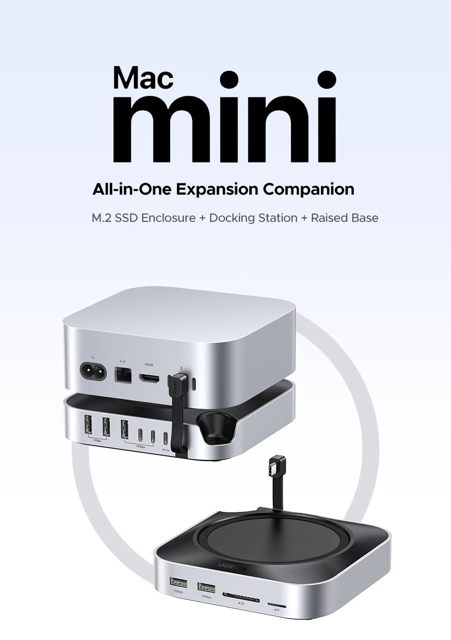 11-in-1 Docking Station with NVMe SSD Slot for Mac Mini M4