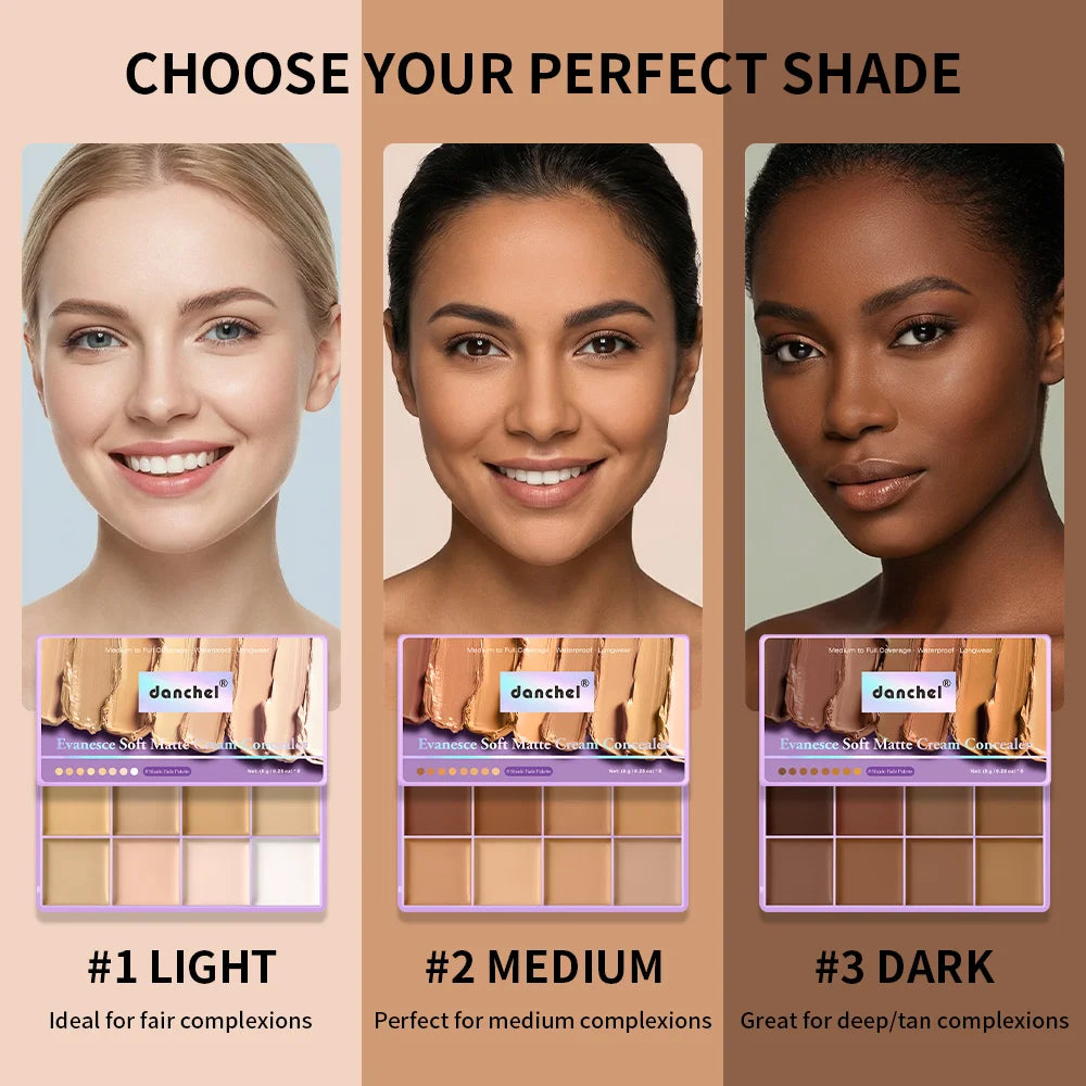 8-Shade Cream Concealer Palette for Full Coverage and Contouring