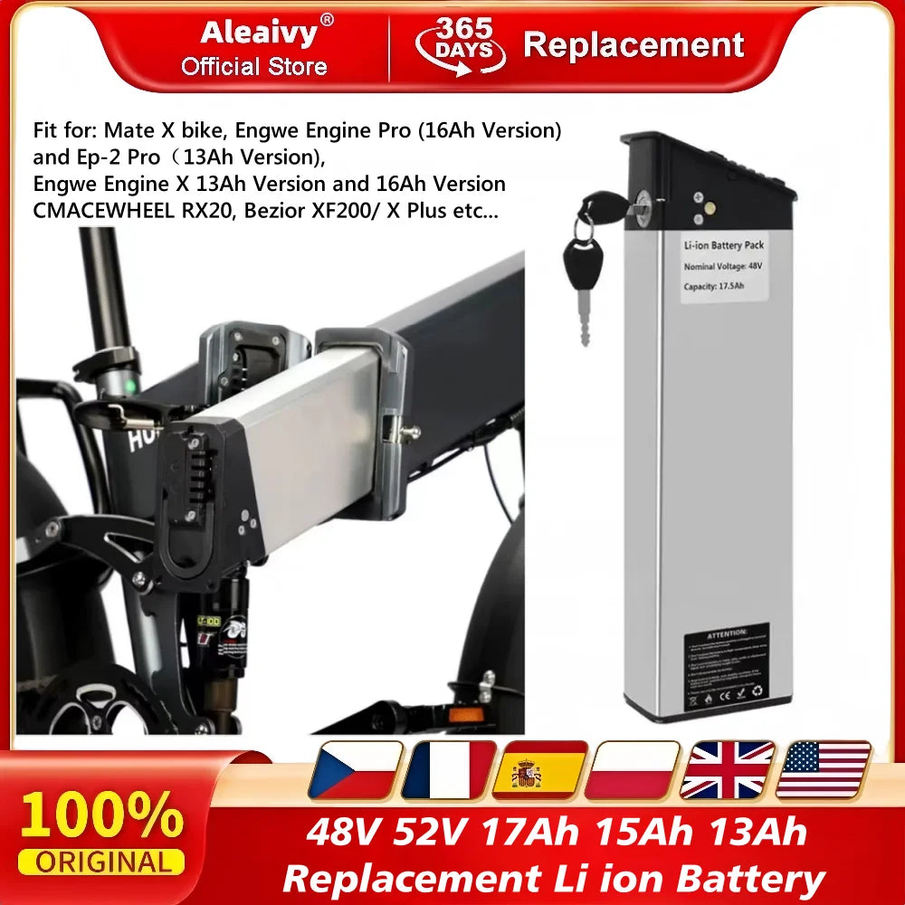 48V/52V Replacement Lithium Battery for Folding Electric Bikes