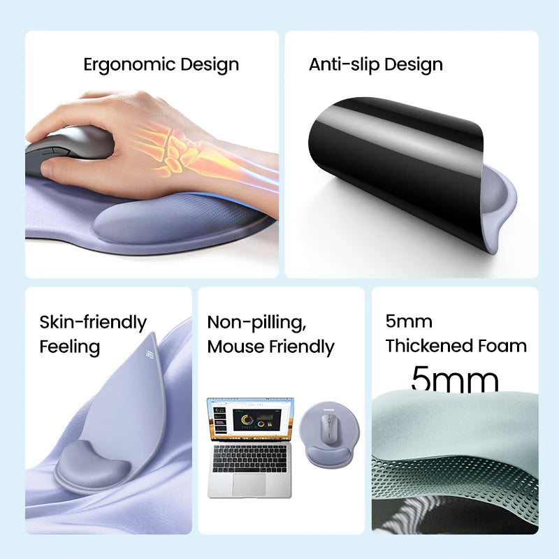 Ergonomic Memory Foam Mouse Pad with Wrist Support - 2