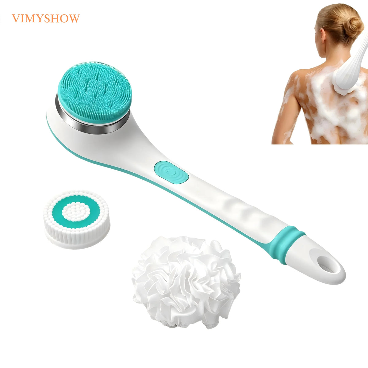 Electric Long Handle Body Brush for Shower and Exfoliation