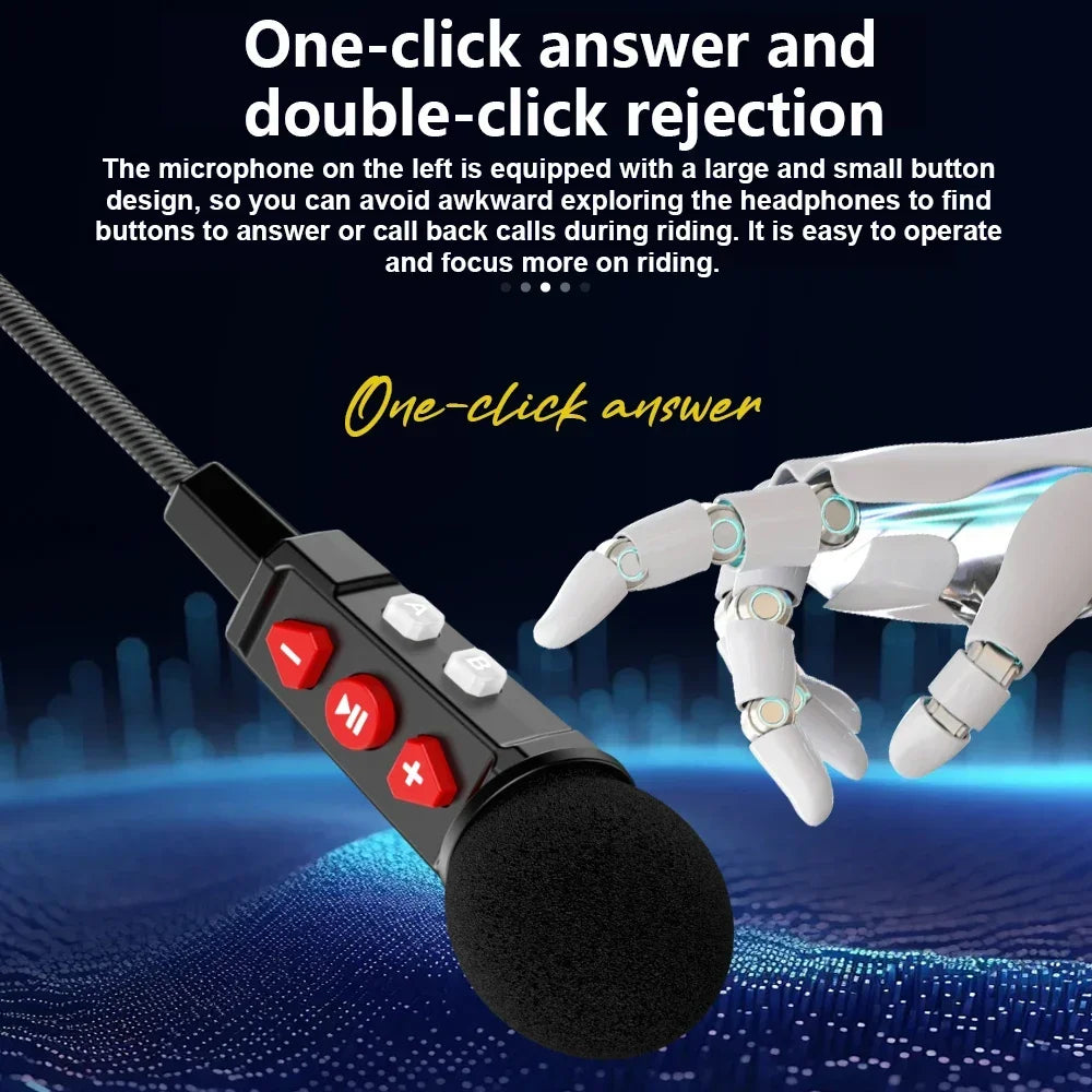 Motorcycle Helmet Wireless Bluetooth 5.3 Headset with Handsfree Mic