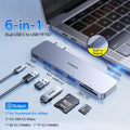 6-in-1 Dual USB-C Hub for MacBook with 4K HDMI and SD/TF Card Reader