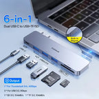 6-in-1 Dual USB-C Hub for MacBook with 4K HDMI and SD/TF Card Reader