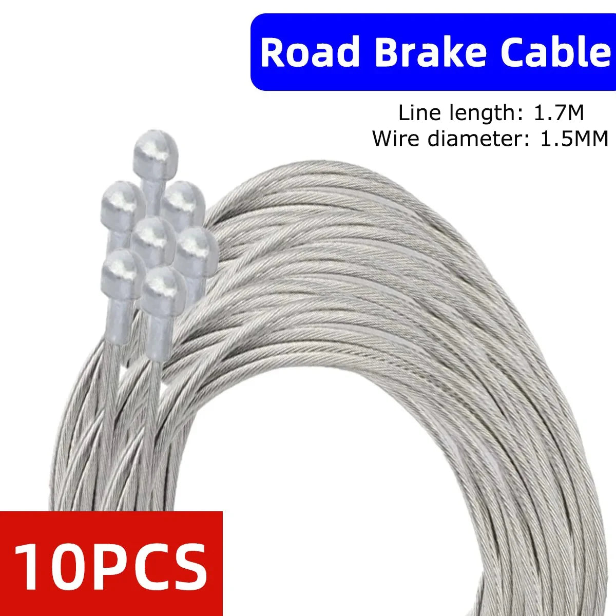 10 Pack Bicycle Brake and Shift Inner Cables 1700mm
