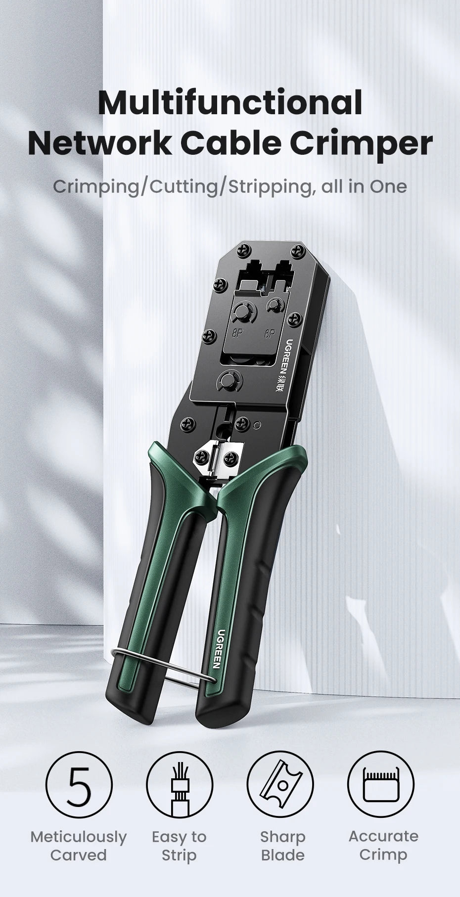 Multifunctional Ethernet Cable Crimper for RJ45 and RJ12 Connectors