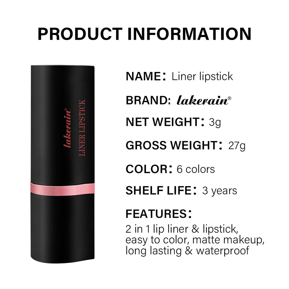2-in-1 Waterproof Matte Lipstick and Lip Liner - 24