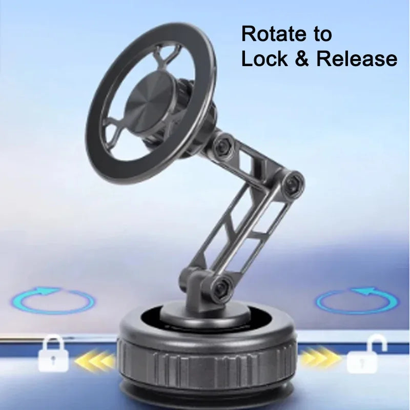 Magnetic Car Phone Holder with Vacuum Sucker and 360 Degree Rotation