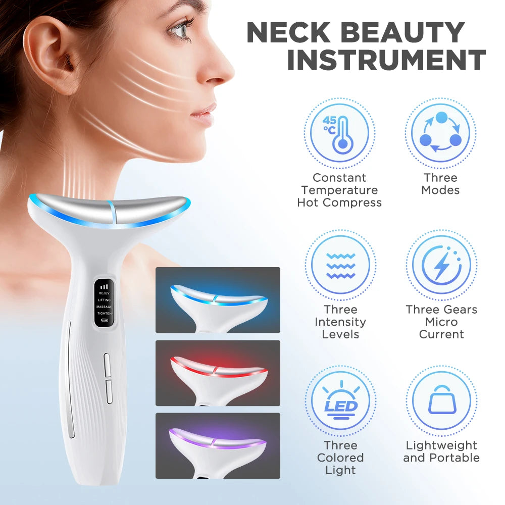 LED Face and Neck Skin Tightening Massage Device