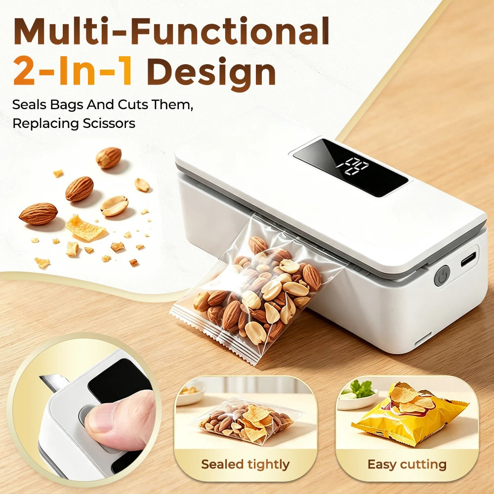 Rechargeable Portable Food Bag Sealer with Cutter