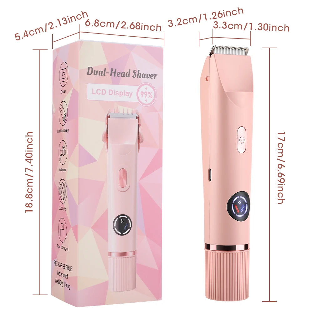 Dual-Head Electric Shaver and Bikini Trimmer for Women