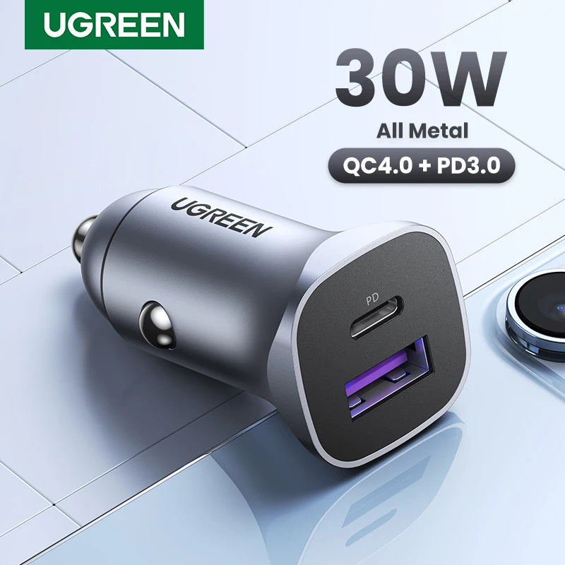 30W Dual Port Fast Car Charger with PD 3.0 and QC 4.0 - 1