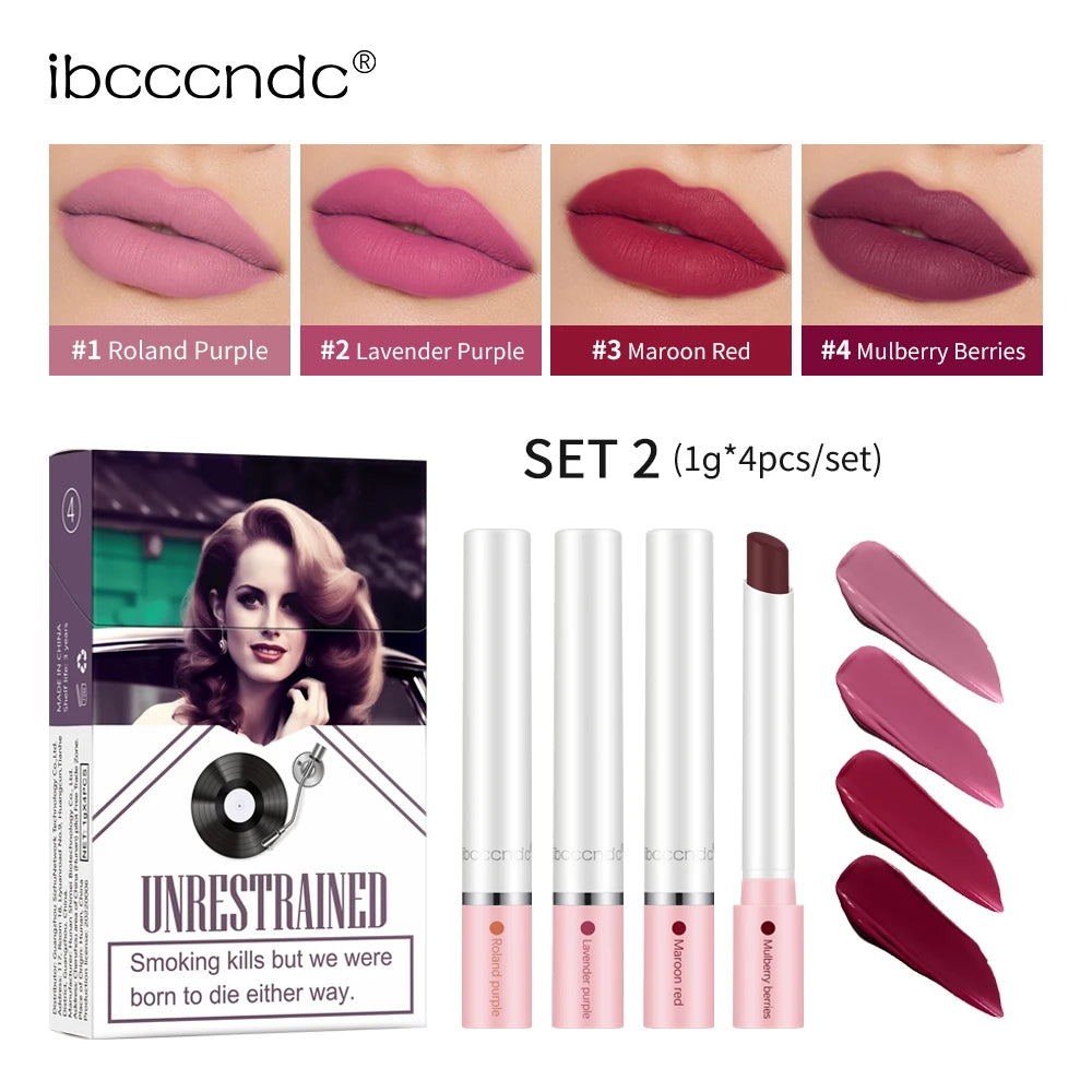 Matte Lipstick Set with Creative Cigarette Design - 24