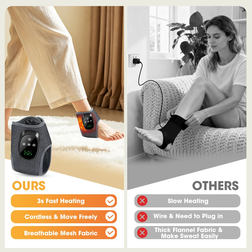 Electric Heated Ankle Massage Brace with Vibration - 12