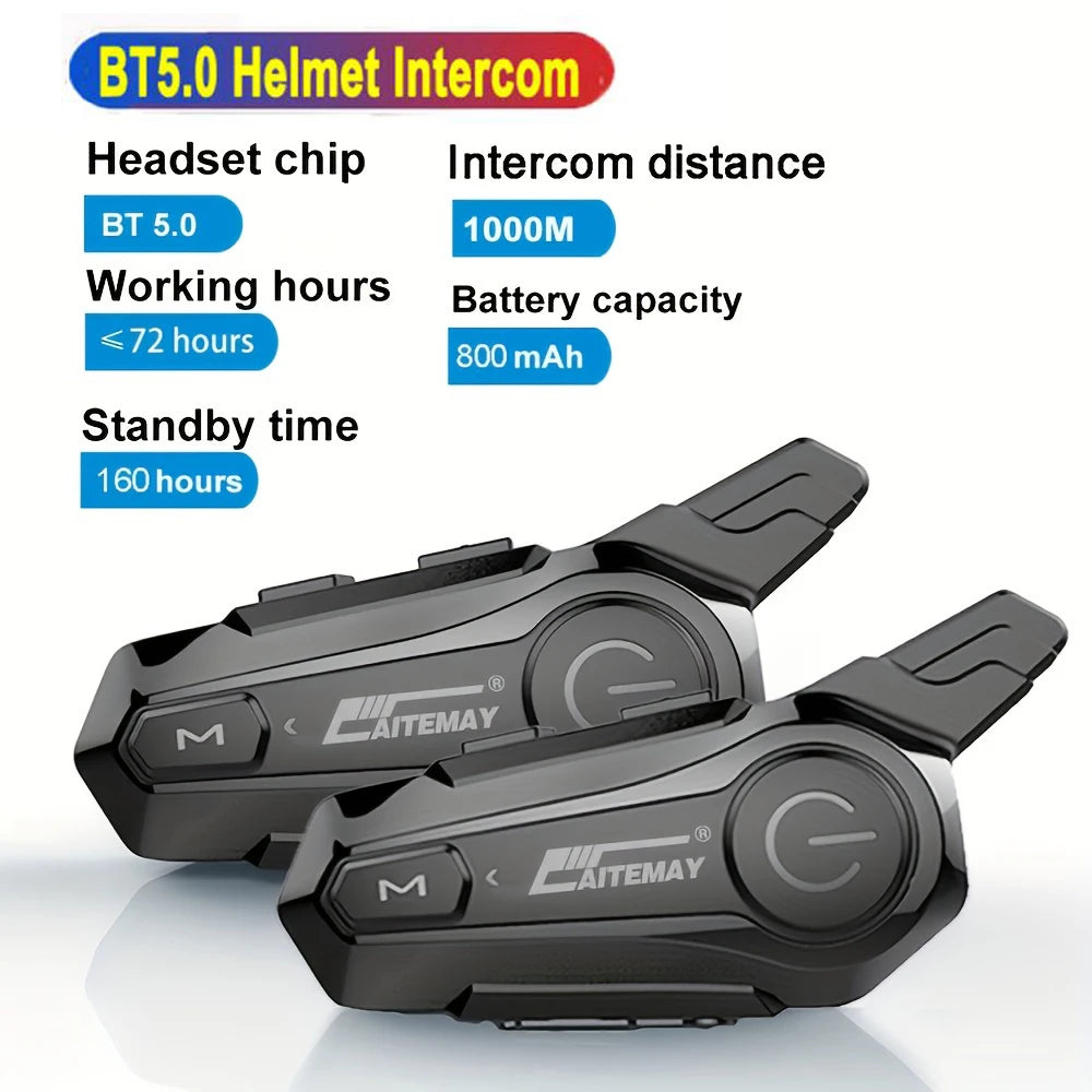 Bluetooth 5.0 Motorcycle Helmet Intercom Headset