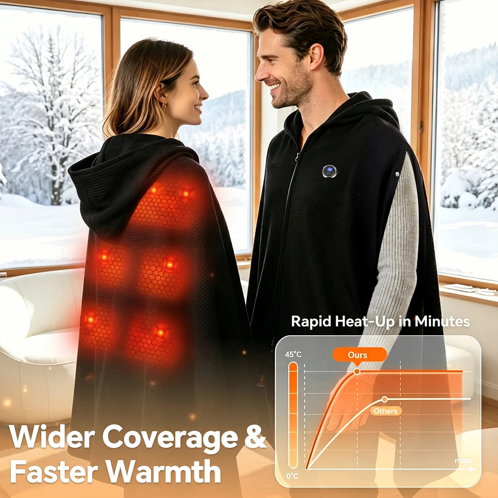 Wearable USB Graphene Heated Hooded Shawl