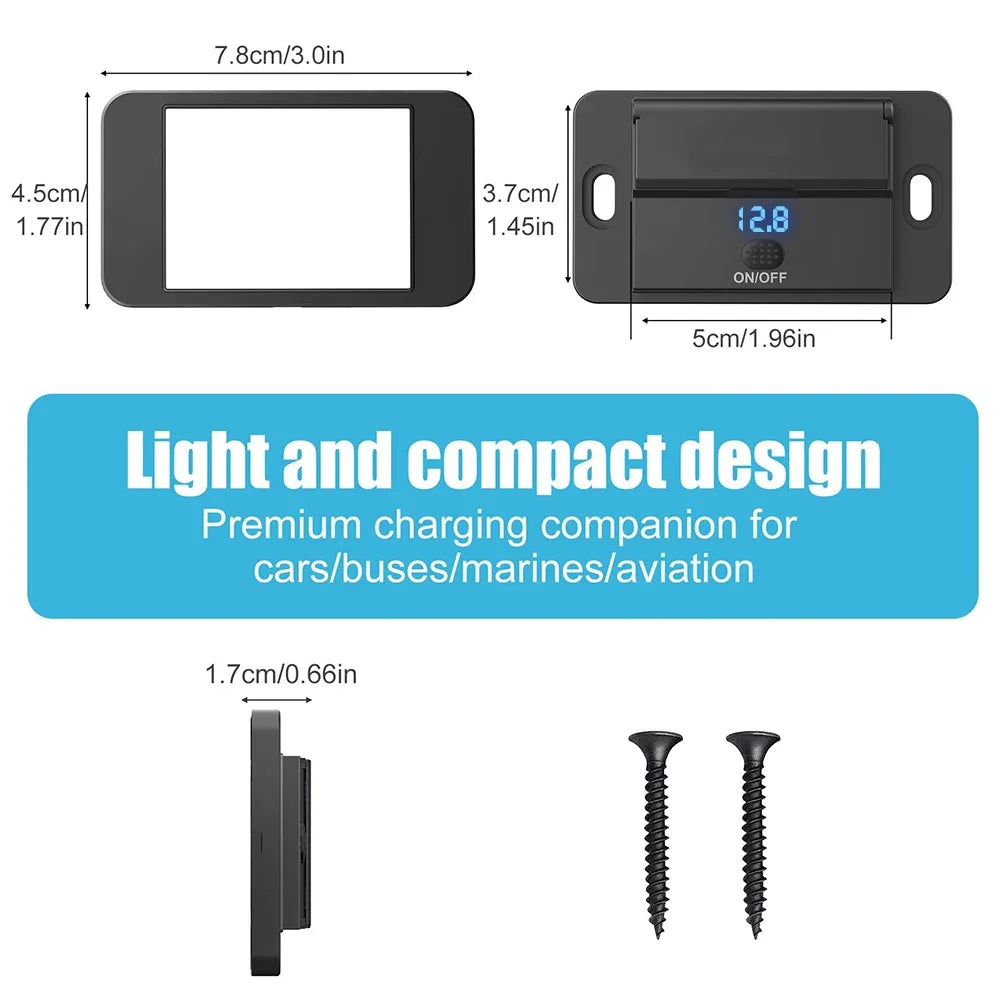 3 or 4 Port USB PD and QC3.0 Fast Charging Socket with LED Display