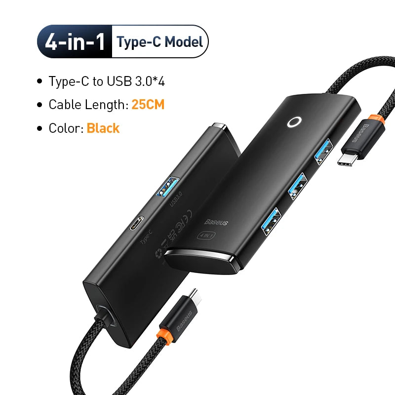 4-in-1 USB-C to USB 3.0 Multi-Port Adapter Hub